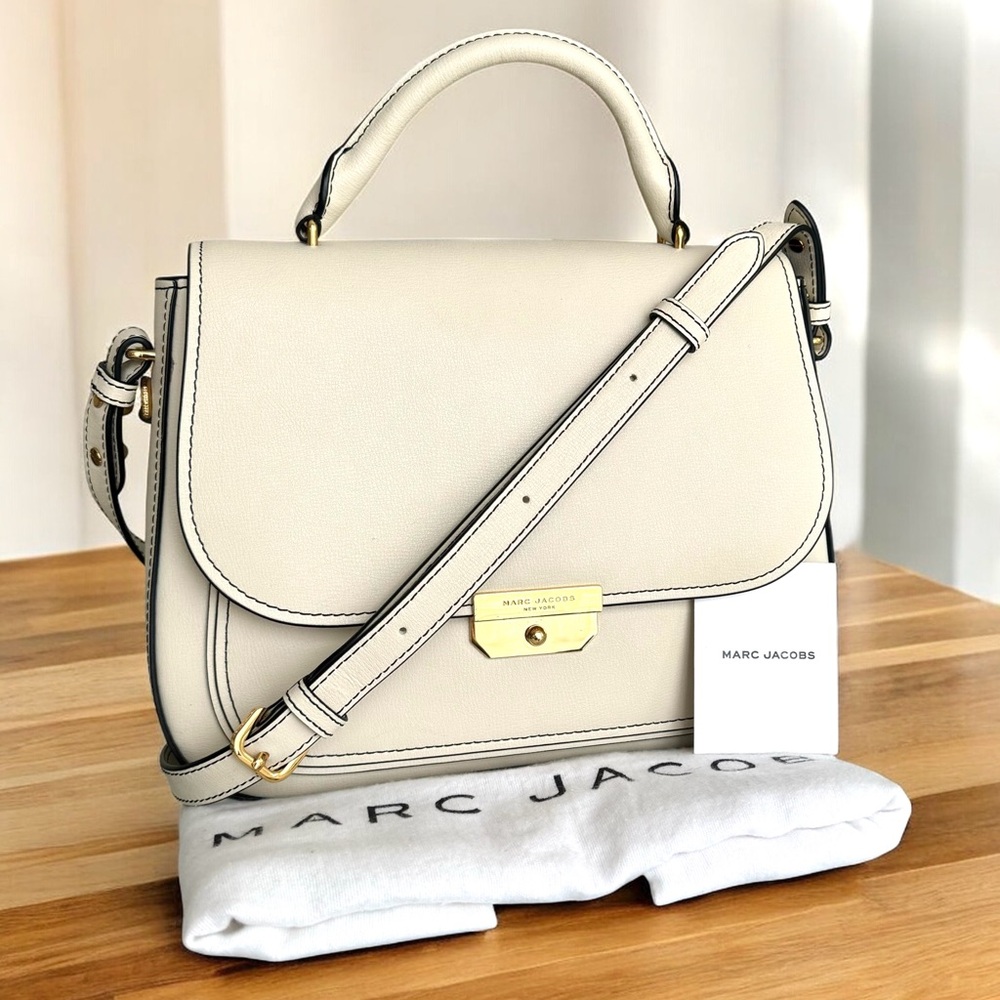 Marc Jacobs Rider Top Handle Ivory Leather Shoulder Bag Large